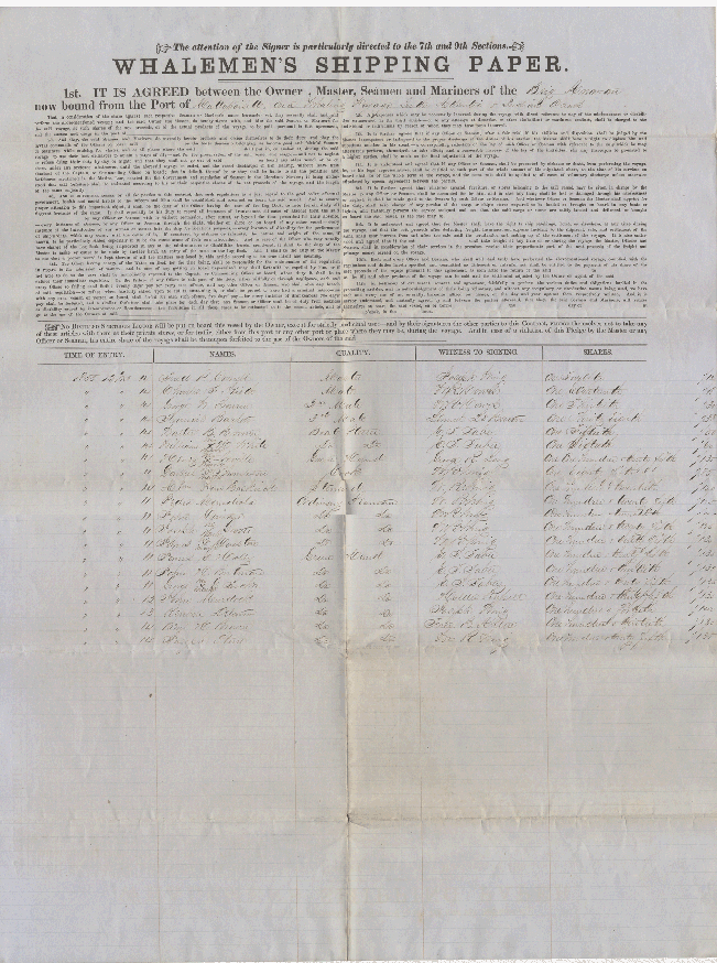Whaleman's shipping paper