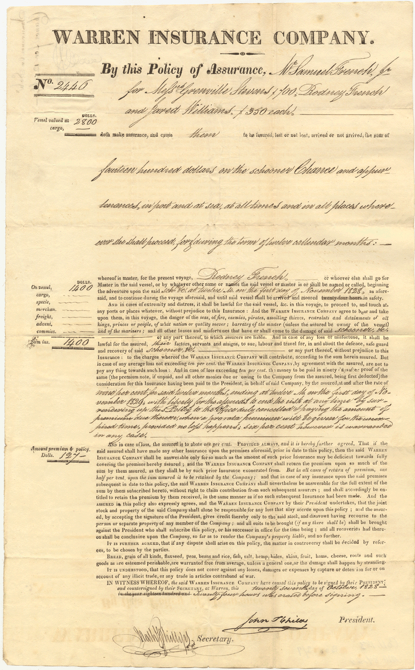 Policy No. 2446 - Marine Insurance